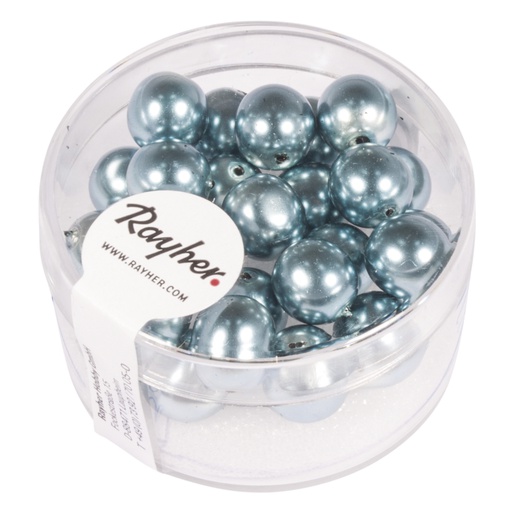 [R14402#354] Renaissance glaskralen, 8mm ø, aqua, doosje 25st.
