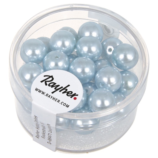 [R14402#356] Renaissance Perles en verre , 8mm ø, bleu clair, boîte 25pces