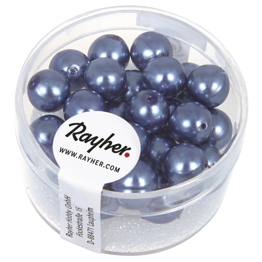 [R14402#374] Renaissance Perles en verre , 8mm ø, bleu azur, boîte 25pces