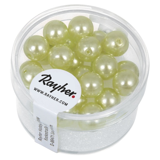 [R14402#414] Renaissance glaskralen, 8mm ø, lindgroen, doosje 25st.