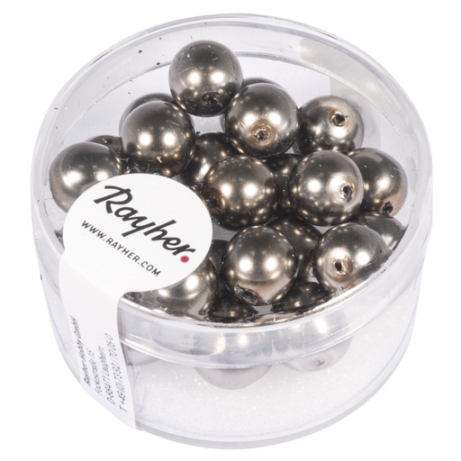 [R14402#509] Renaissance Perles en verre , 8mm ø, taupe, boîte 25pces