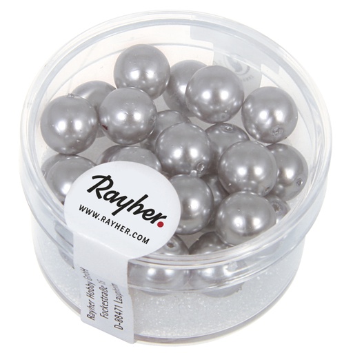 [R14402#561] Renaissance glaskralen, 8mm ø, zilvergrijs, doosje 25st.