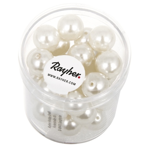 [R14403#102] Renaissance Perles en verre , 10mm ø, blanc, boîte 35pces
