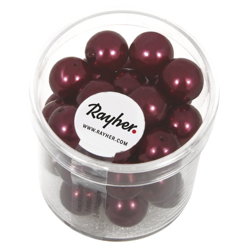 [R14403#291] Renaissance Perles en verre , 10mm ø, bordeaux, boîte 35pces