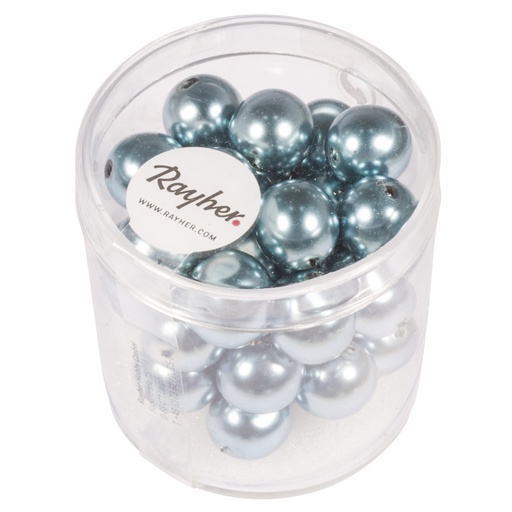 [R14403#354] Renaissance glaskralen, 10mm ø, aqua, doosje 35st.