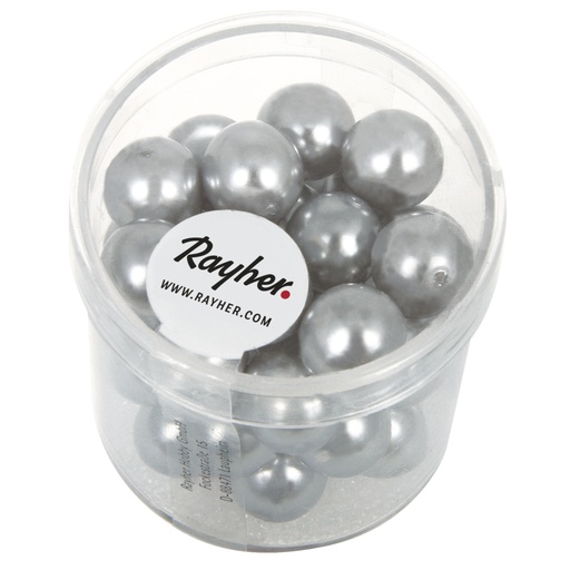 [R14403#561] Renaissance glaskralen, 10mm ø, zilvergrijs, doosje 35st.