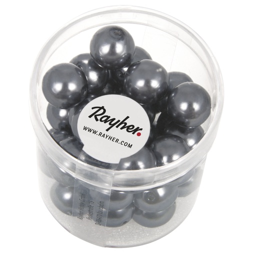 [R14403#572] Renaissance Perles en verre , 10mm ø, anthracité, boîte 35pces