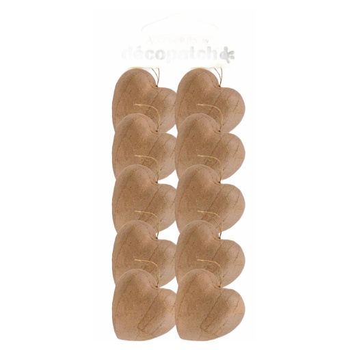 [DE-AC#354] Décopatch Sachet de 10 coeurs avec cordon AC354O