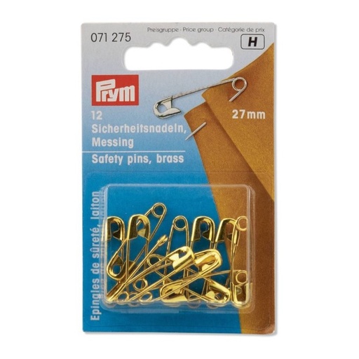 [071275] Epingles de sûreté à ressort laiton No. 1 or 27 mm, 12 pièces
