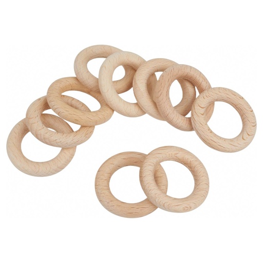[058155] Anneaux en Bois 55mm naturel, 25 pc