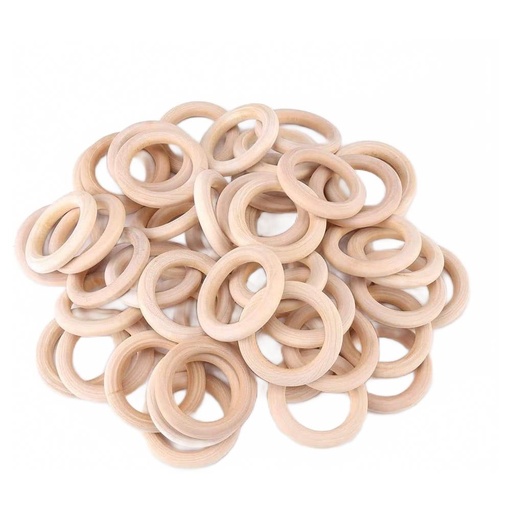 [058135] Anneaux en Bois 35mm naturel, 25 pc