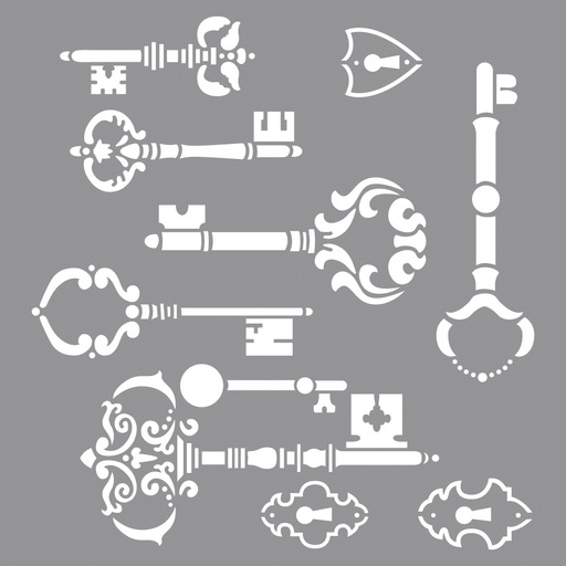 [R38911000] Pochoir Clé Vintage, 30,5x30,5cm, sct. 1 pièce