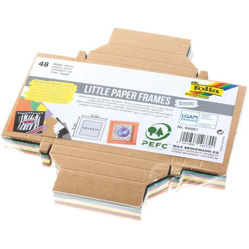 [FOL64801] Mini cadres en papier "Carré", 48 pièces , 8 couleurs assorties