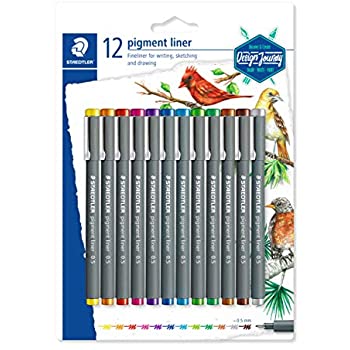 [S30805SBK12] Staedtler Fineliner/Pigmentliner, Blister 12 pieces- Assortiment, Trait (0.5mm)