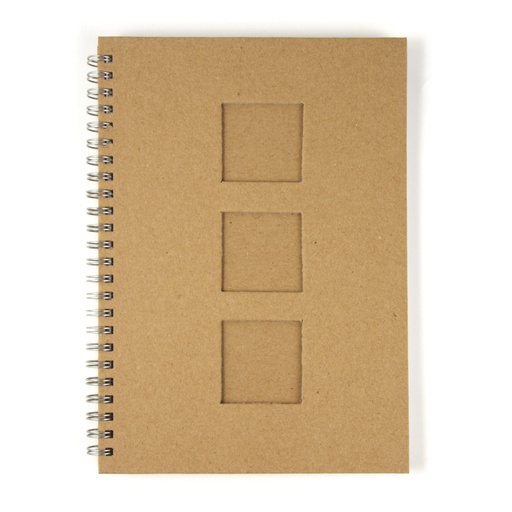 [R8160700] Carnet, avec découpe passepartout, f.h., 3 Carrés, DIN A5, 60 feuilles, 70 g/m2
