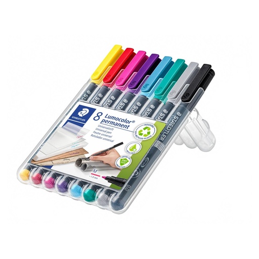 [S317WP82] Staedtler Lumocolor® Permanent Marker, (M) Box 8 stuks - Kleurassortiment