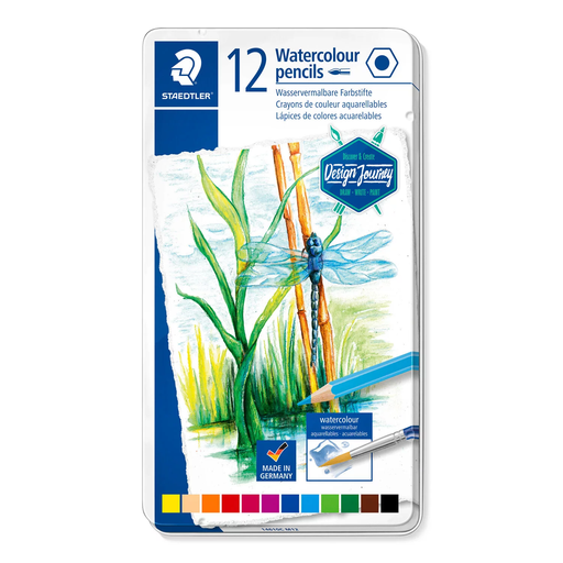 [S14610CM12] Staedtler aquarel kleurpotloden DJ, metalen etui 12 st, Kleurassortiment