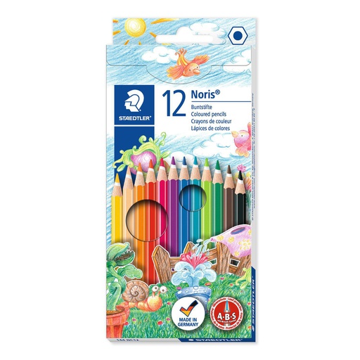 [S14410NC12] Staedtler aquarell kleurpotloden Noris, kartonnen etui 12st, + penseel