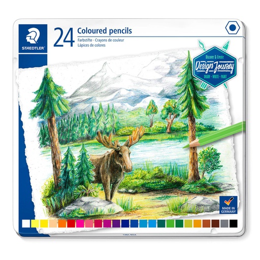 [S146CM24] Staedtler kleurpotloden DJ, metalen etui 24st, Kleurassortiment
