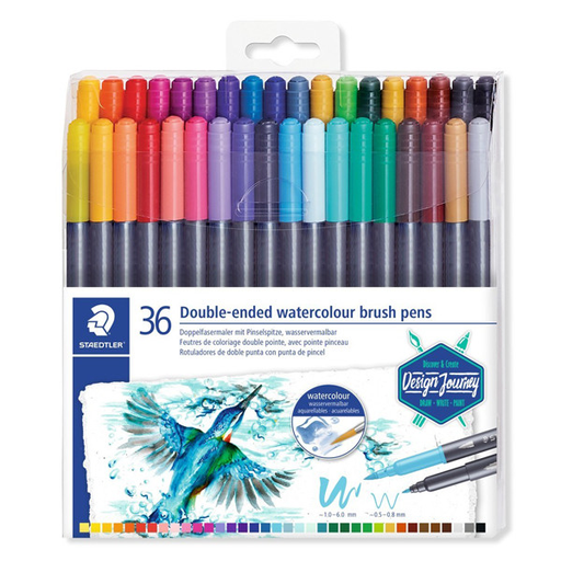 [S3001TB36] Staedtler Feutre à 2 pointes, pointe pinceau - set 36 Design Journey