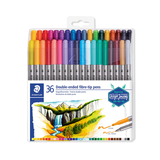 [S3001TB36] Staedtler duo stiften met penseelpunt, set 36 stuks, Design Journey