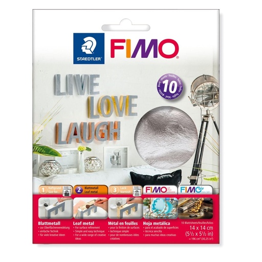 [S8781#81] Fimo bladmetaal 10 vel 14x14cm, Zilver