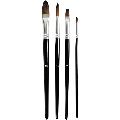 [CR10797] Aquarelpenselen, afm 1+7+10, 4 stuk/ 1 doos