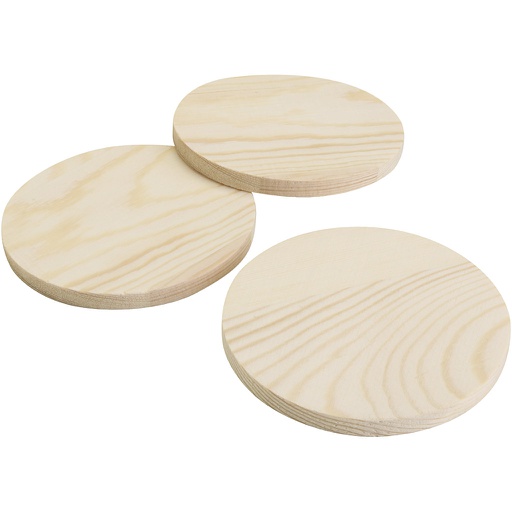 [CR646202] Houten onderzetters, H: 8 mm, d 9 cm