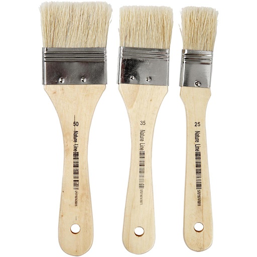[CR10433] Pinceaux pour vernis, L : 19 cm, L : 25-50 mm, Plat, 3 pièces/ 1 Pq.