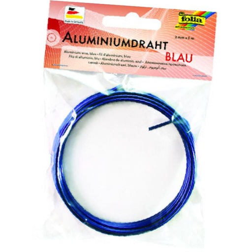 [FOL796#33] Aluminiumdraad 2 mm, 5 m - Blauw
