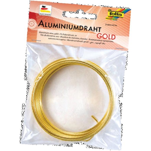 [FOL796#65] Aluminiumdraad 2 mm, 5 m - Goud