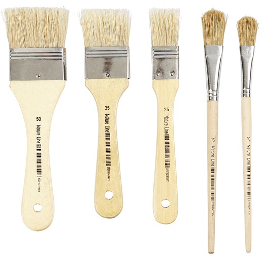 [CR10488] Vernis/Lak kwasten, B: 13+17+25+35+50 mm - 10 stuks