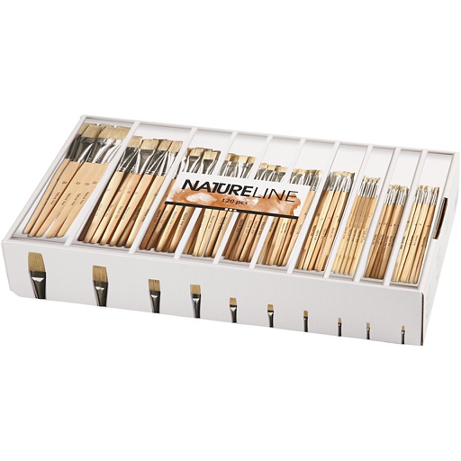 [CR10648] Nature Line kwasten, B: 00, 0, 1, 2, 4, 8, 12, 14, 20, 22, korte steel, 120 stuks