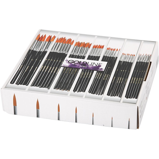 [CR10748] Pinceaux Gold Line, ronds, dim. 1+2+4+8+12+18+22, L: 2-8 mm, 7x12 pièces