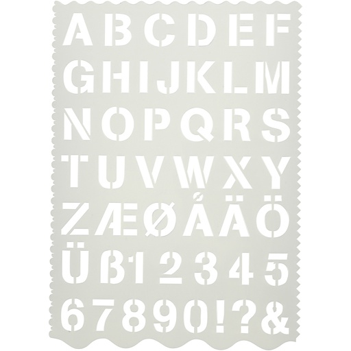[CR11708] Pochoir, lettres et chiffres, H: 25 mm, 21x29 cm, 1 pièce