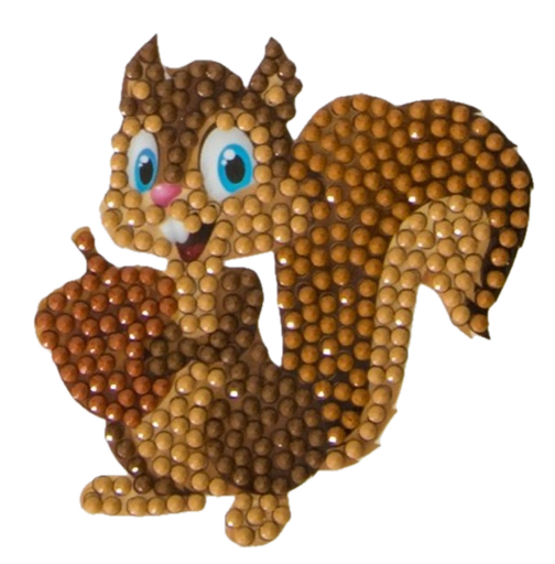 [CAMK#19] Crystal Art Motif 9x9cm, Smiling Squirrel (+pen+wax+tray)