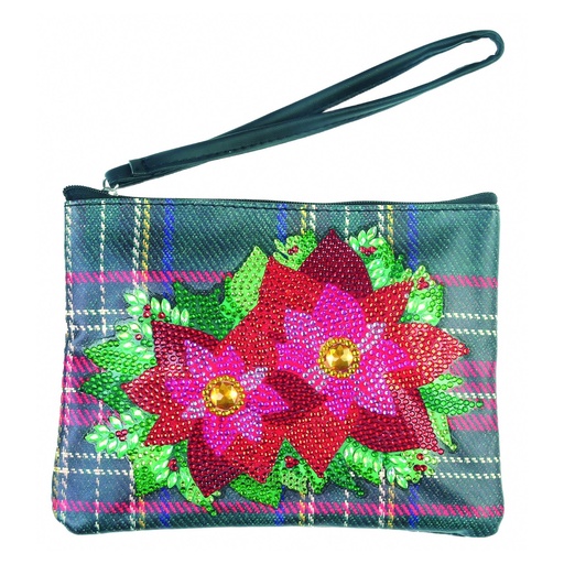 [CA#PK4] Crystal Art Pouch 15x18cm, Festive Poinsettia