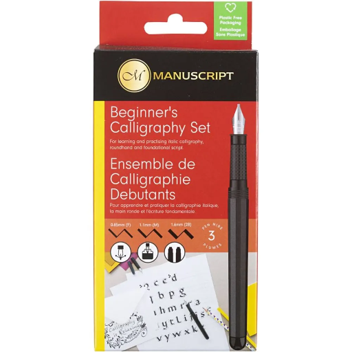 [CR14195] Set de calligraphie pour débutants, L: 0,85-1,6 mm, noir, 1 set