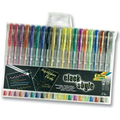 [FOL1929] Stylo à encre gel "Mega selection" - 20p - Métal, Glitter