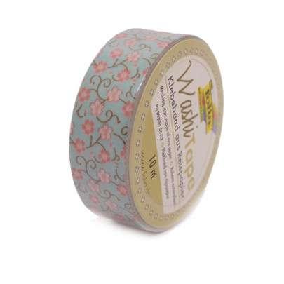 [FOL260#28] Washi Tape, 15mmx10m, Entwinded bloemen blauw