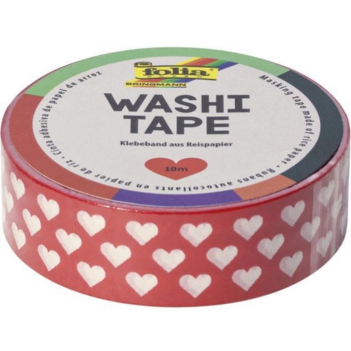 [FOL260#47] Washi Tape, 15mmx10m, Coeurs red