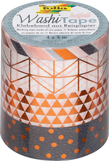 [FOL264#16] Washi Tape 4er Set HOTFOIL COPPER, 3x 15mmx5m + 1x 5mmx5m