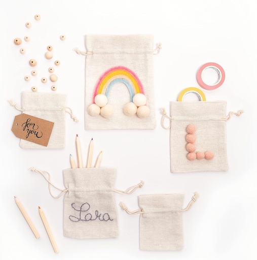 [FOL64101] Sacs  aspect toile de jute "NATURE" 6 pièces, - 3 tailles assorties