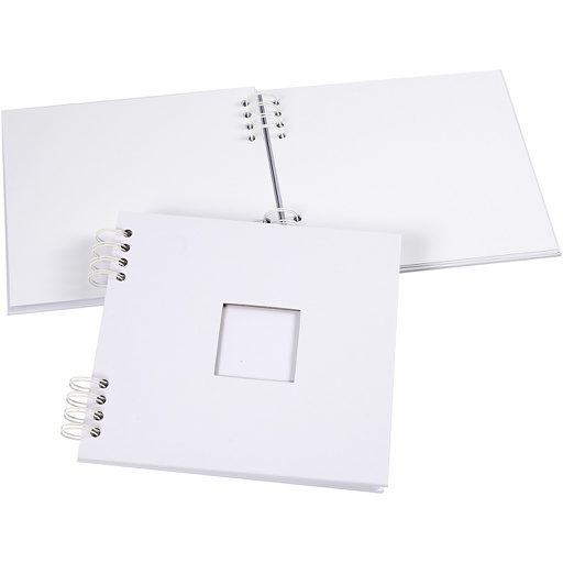 [CR20445] Spiraal gebonden Scrapbook, wit, afm 20x20 cm, 250 gr