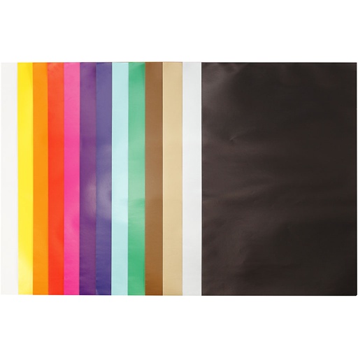 [CR20467] Papier glacé, 24x32 cm, 80 gr, couleurs assorties, 50 flles/ 1 Pq.