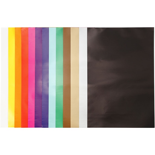 [CR20468] Papier glacé, feuille 32x48 cm, 80 gr, ass. de couleurs, 100 flles/ 1 Pq.
