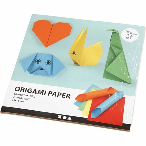 [CR207020] Papier Origami, dim. 15x15 cm, 80 gr, 5x10 flles/ 1 Pq.