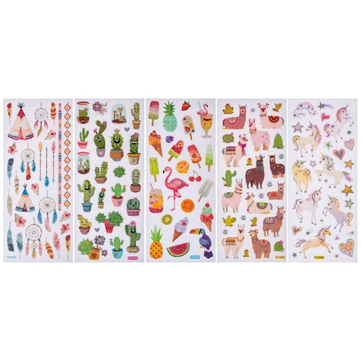 [FOL1414] Glitter-Stickers EXOTIC, 10x23cm, 5 vellen, verschillende ontwerpen