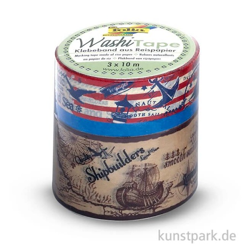 [FOL26303] Washi Tape 30mm/15mm/5mm x 10m Set SEAFARING*