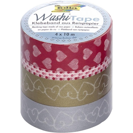 [FOL264#07] Washi Tape 4pces-Set AMOUR, 3x 15mmx10m + 1x 5mmx10m